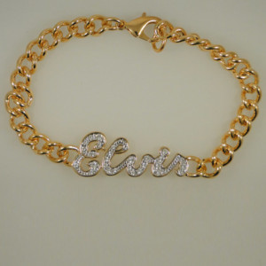 2 'Elvis' Signature Bracelets in silver and in gold 