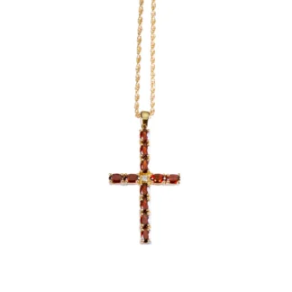 Lowell Hays Cross Set with Swarovski Crystals 18K Gold Necklace
