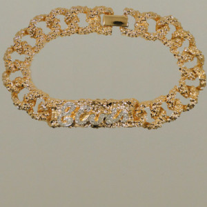 ELV041 - 18K Yellow Gold Plated Nugget ID Bracelet by Lowell Hays