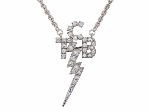 Elvis Sterling Silver TCB Necklace with CZ stones by Lowell Hays