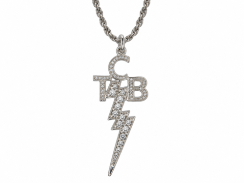 Sterling Silver TCB Necklace with CZ Bolt by Lowell Hays