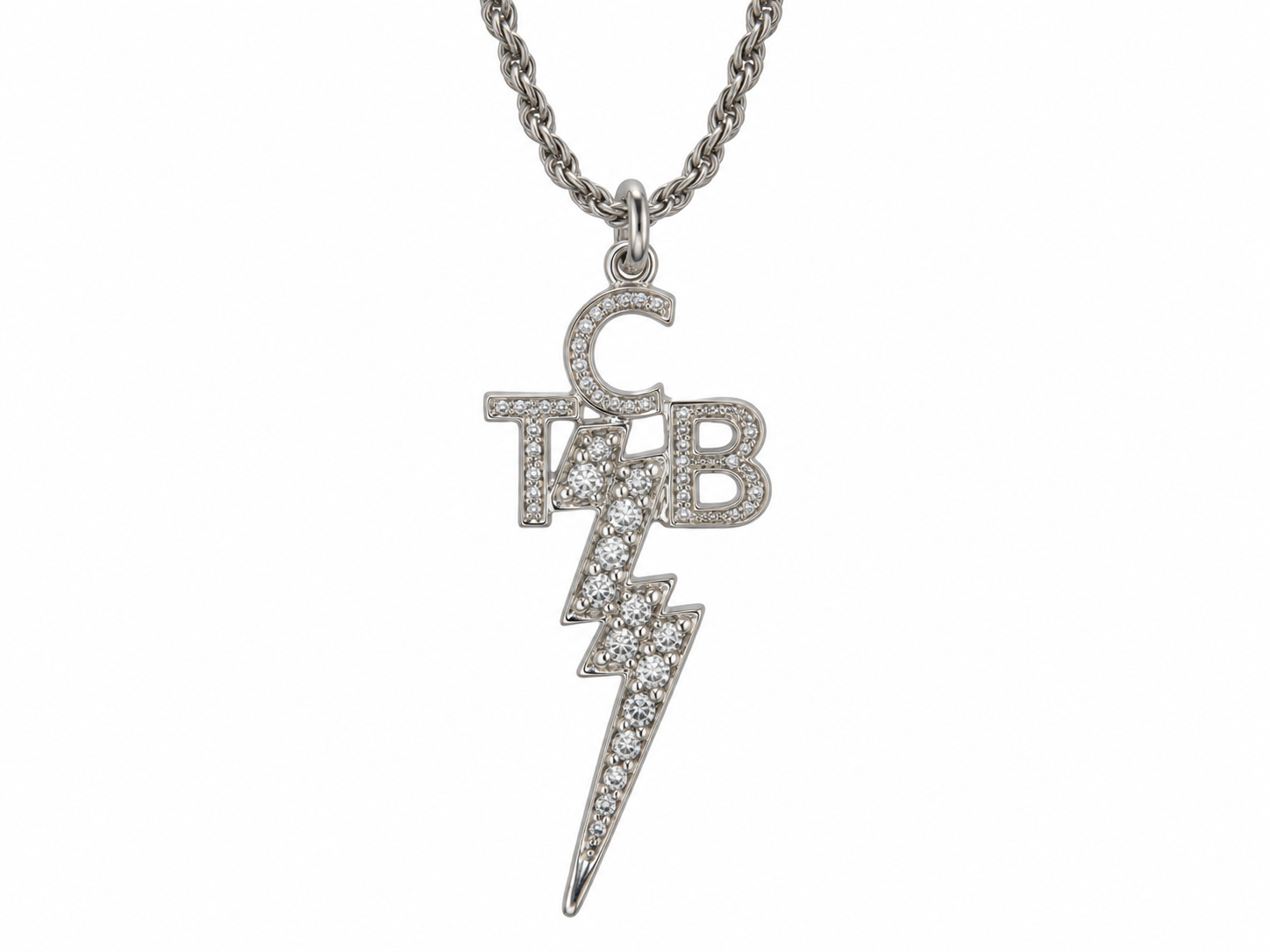 Sterling Silver TCB Necklace with CZ Bolt by Lowell Hays
