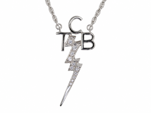 Sterling Silver TCB Necklace with CZ Stones in the Bolt by Lowell Hays