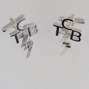 elv097s - TCB Cuff Links – Sterling Silver Plated by Lowell Hays
