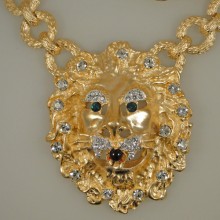 Lion Head Necklace - Gold Plated - ELV016 - By Lowell Hays