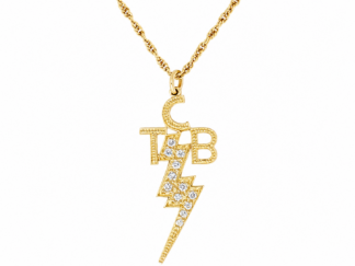 14K Lisa Marie TCB Necklace with Diamond Bolt by Lowell Hays