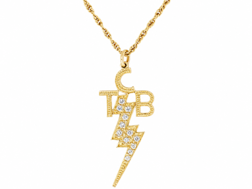 14K Lisa Marie TCB Necklace with Diamond Bolt by Lowell Hays