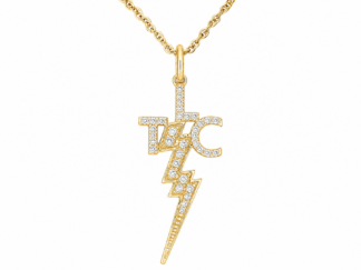 Lisa Marie Necklace with Diamond Bolt and Letters by Lowell Hays