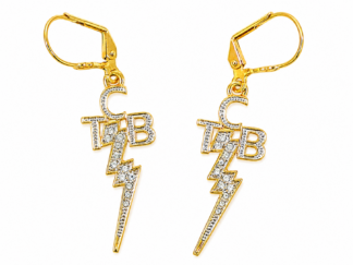 TCB Earrings - Gold Plated with Swarovski Crystals by Lowell Hays