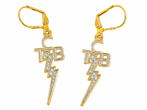 TCB Earrings - Gold Plated with Swarovski Crystals by Lowell Hays
