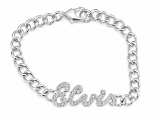 Silver Plated Elvis Bracelet with Swarovski Crystals by Lowell Hays