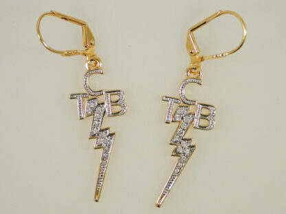 Gold Plated TCB Earrings with Swarovski Crystals | Lowell Hays | Elvis Jeweler