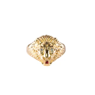 18k Gold Lion Head Ring by Lowell Hays